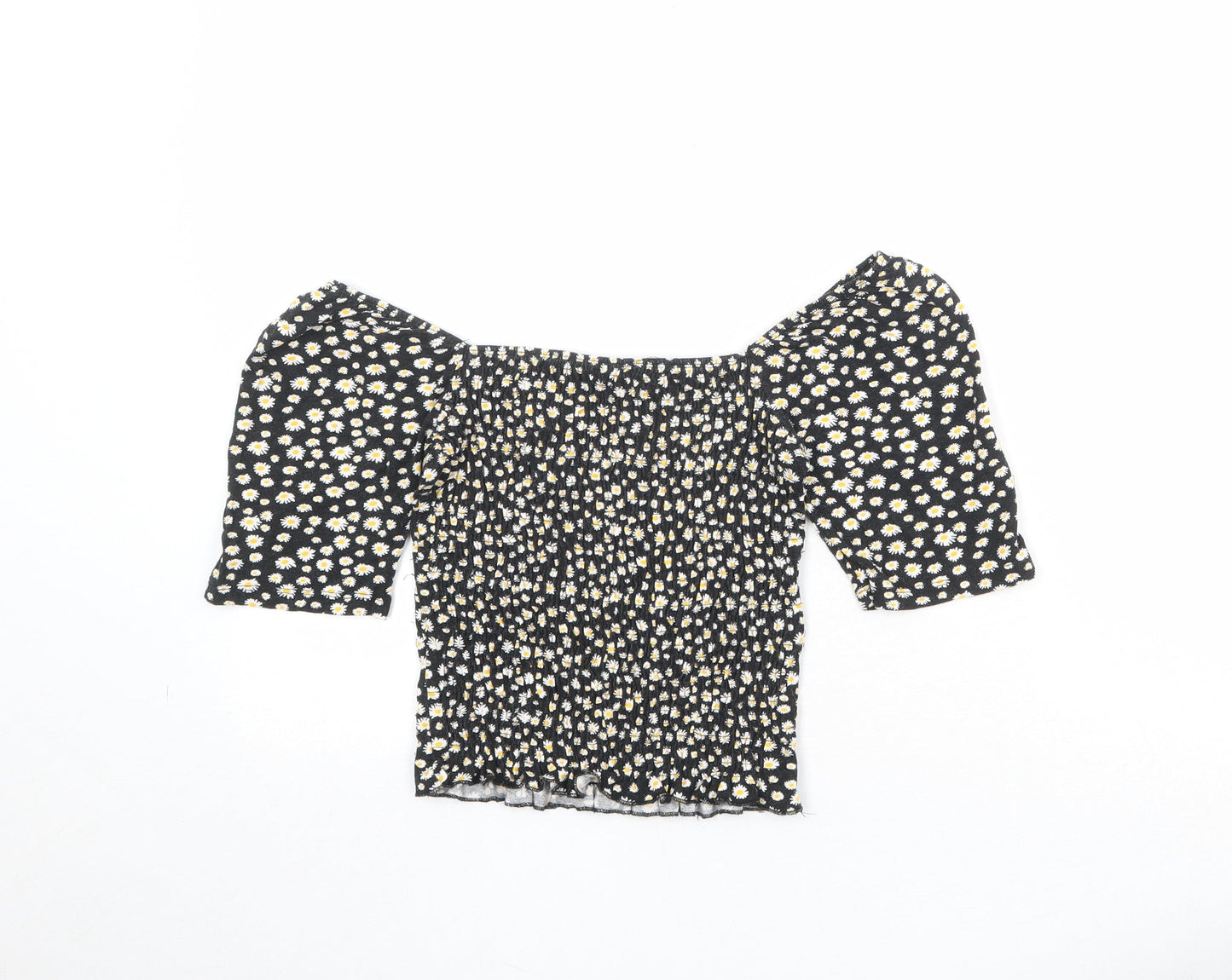 Womens UK Size XS Only Black Cropped Blouse