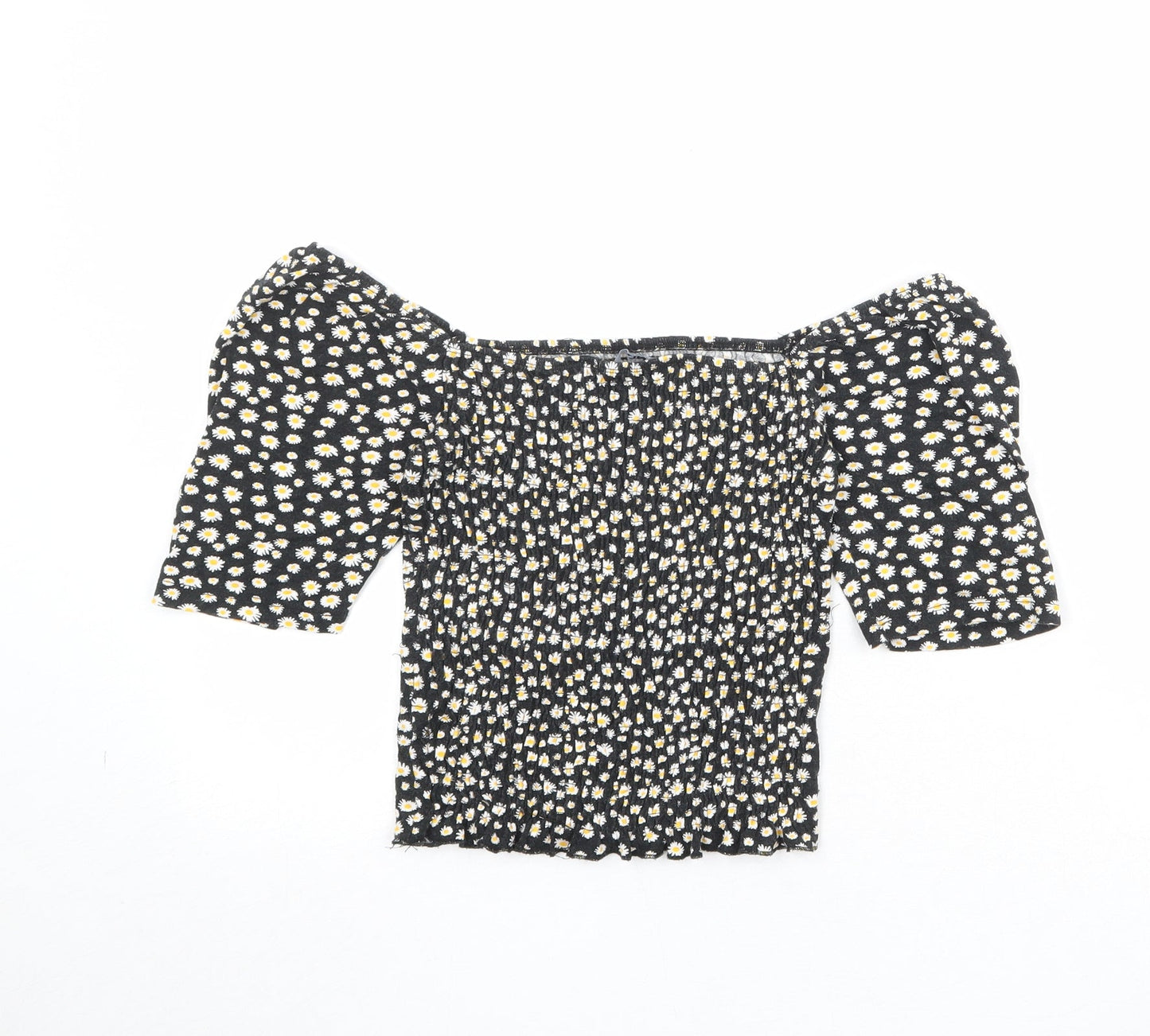 Womens UK Size XS Only Black Cropped Blouse
