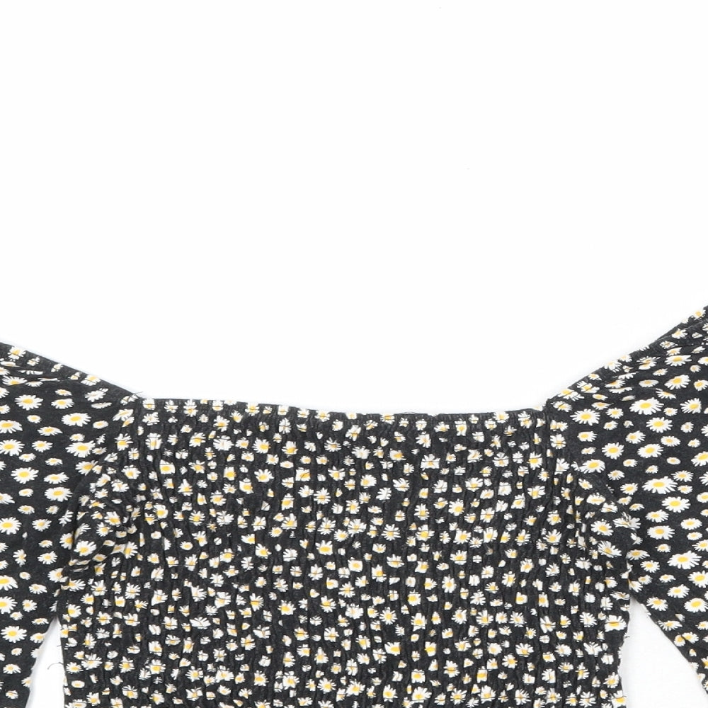 Womens UK Size XS Only Black Cropped Blouse