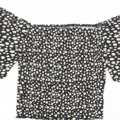 Womens UK Size XS Only Black Cropped Blouse