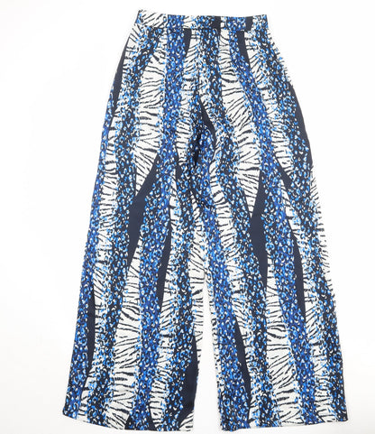 Nasty Gal Womens Blue Geometric Polyester Trousers Size 4 Regular Zip