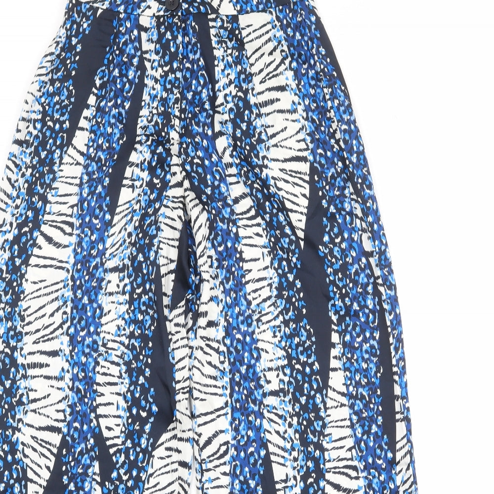 Nasty Gal Womens Blue Geometric Polyester Trousers Size 4 Regular Zip