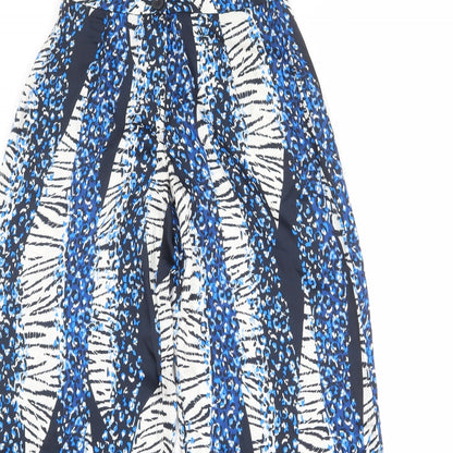 Nasty Gal Womens Blue Geometric Polyester Trousers Size 4 Regular Zip