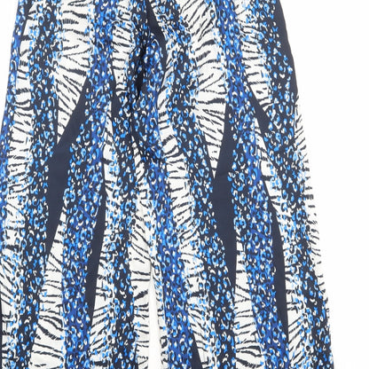 Nasty Gal Womens Blue Geometric Polyester Trousers Size 4 Regular Zip