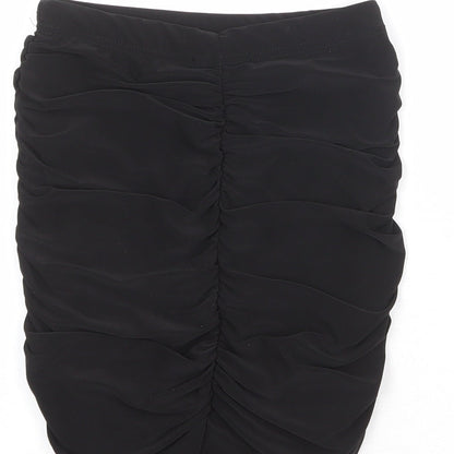 PRETTYLITTLETHING Womens Black Polyester Bandage Skirt Size 4