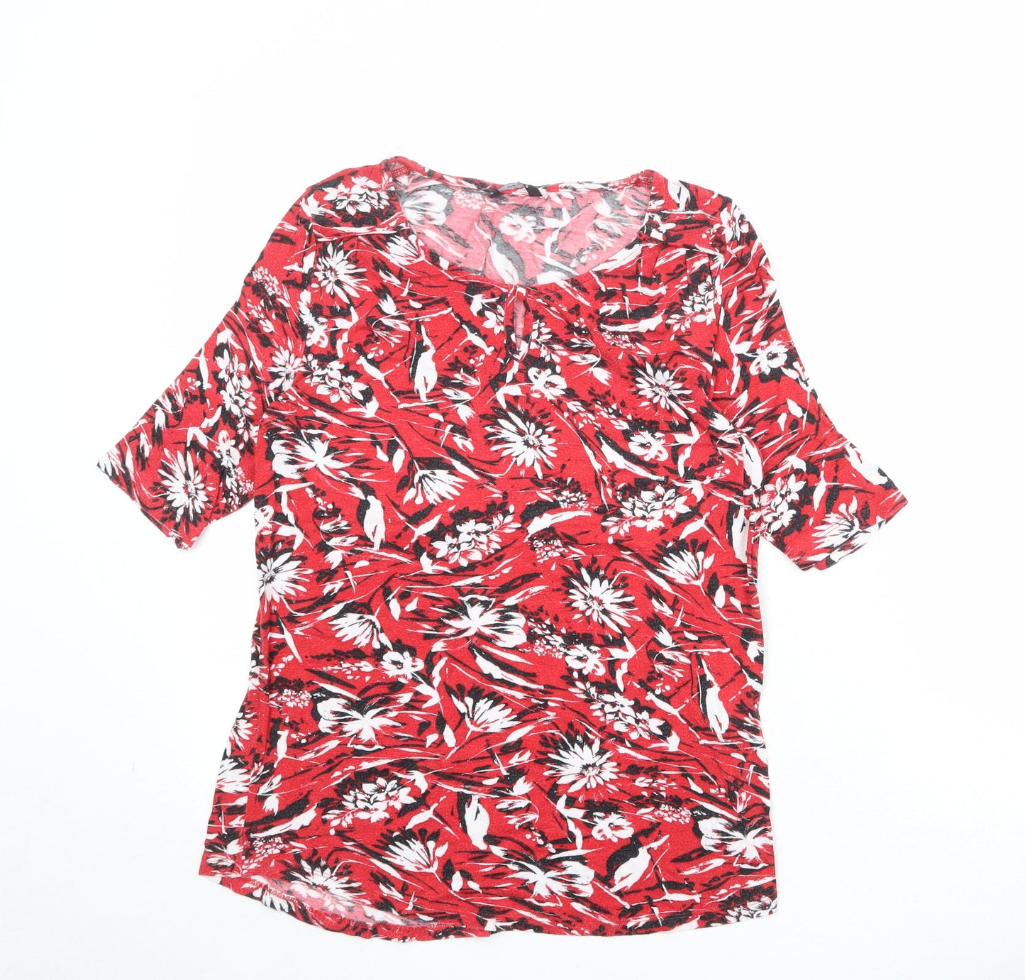 Womens UK Size 10 M&Co Red Basic T-Shirt