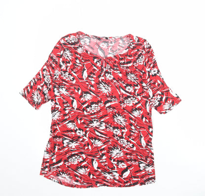 Womens UK Size 10 M&Co Red Basic T-Shirt