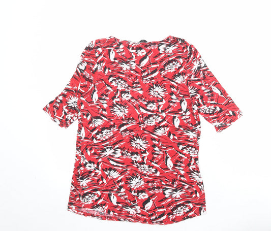 Womens UK Size 10 M&Co Red Basic T-Shirt