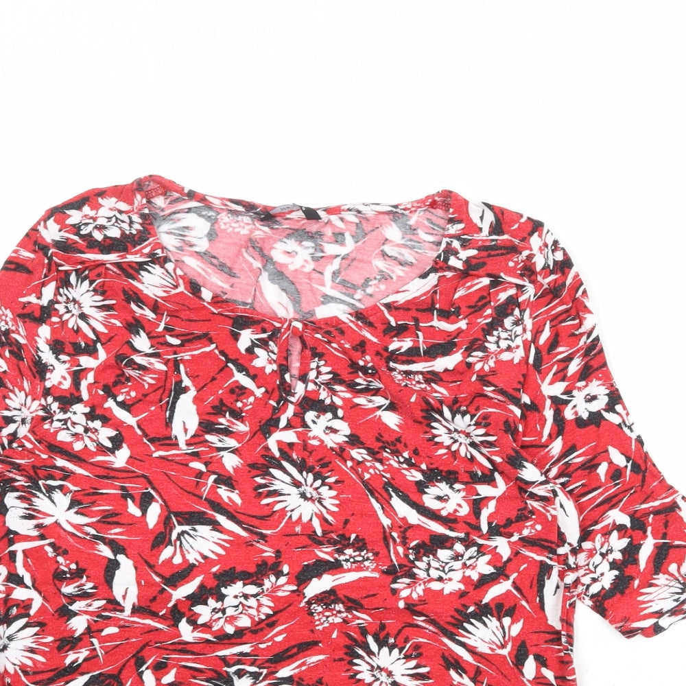 Womens UK Size 10 M&Co Red Basic T-Shirt
