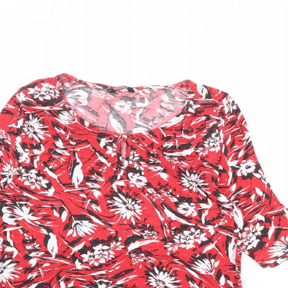 Womens UK Size 10 M&Co Red Basic T-Shirt