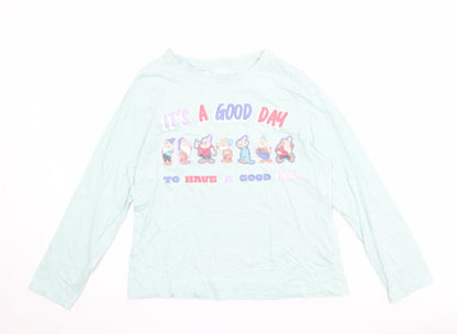 Disney Womens Blue 100% Cotton Basic T-Shirt Size S Round Neck - It's A Good Day 7 Dwarfs