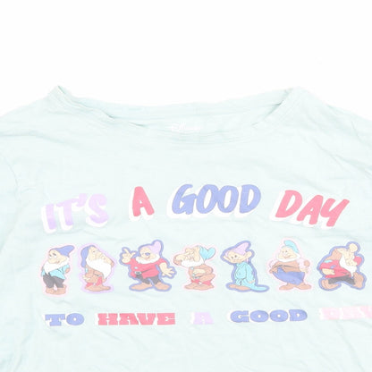 Disney Womens Blue 100% Cotton Basic T-Shirt Size S Round Neck - It's A Good Day 7 Dwarfs