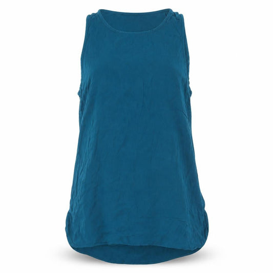 Front view of Red Herring women’s blue viscose basic tank, size UK 8, round neck