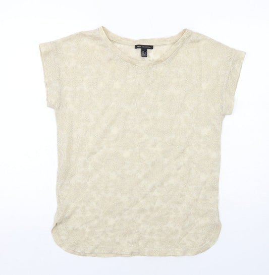 Womens UK Size S Mango Gold Basic Blouse