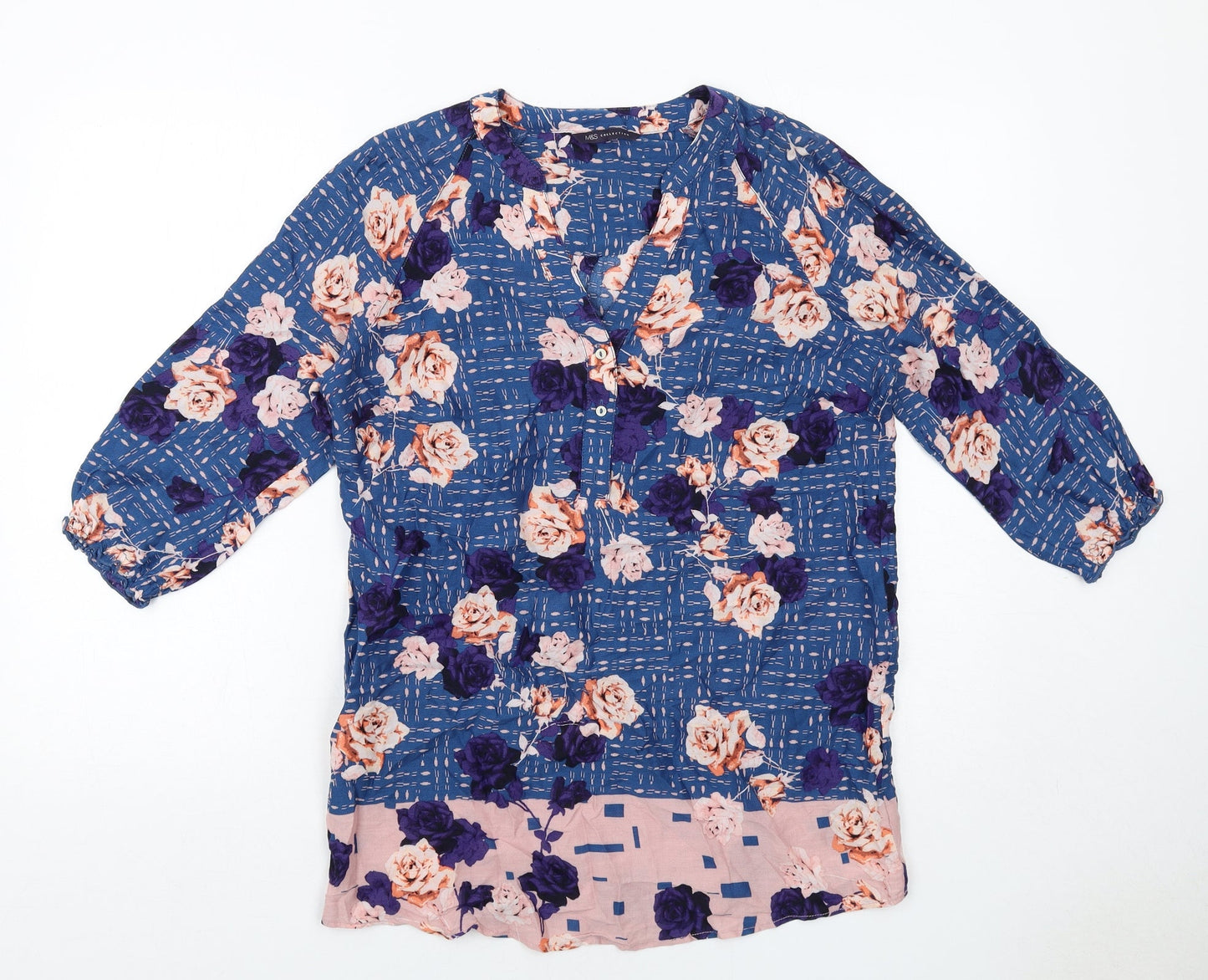 Womens UK Size 8 Marks and Spencer Blue Basic Blouse