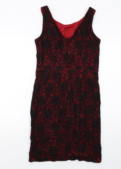 Donna Ricco Womens Black Nylon Tank Dress Size 10 Boat Neck Zip