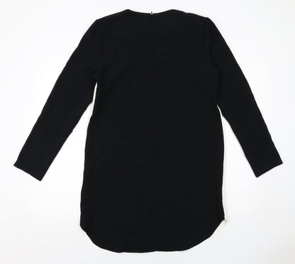 Topshop Womens Black Colourblock Polyester Shift Size 14 Boat Neck Zip