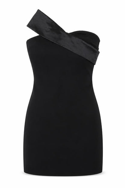 In the Style Womens Black Polyester Bodycon Size 8 One Shoulder Zip