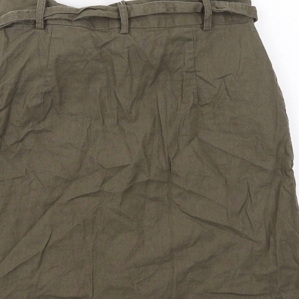 ASOS Womens Green Cotton A-Line Skirt Size 10 Regular Button