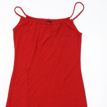 Gap Womens Red Polyester Tank Dress Size M Round Neck Pullover