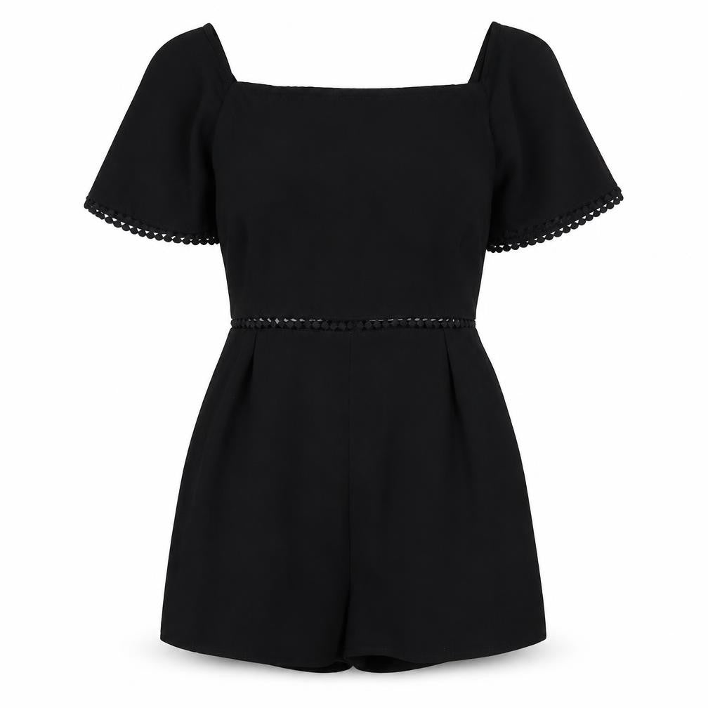 Womens UK Size 6 In the Style Black Playsuit One-Piece