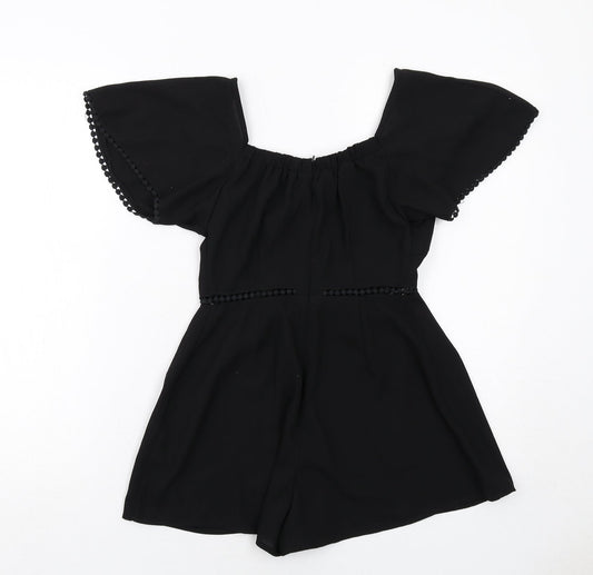 In the Style Womens Black Polyester Playsuit One-Piece Size 6 Zip