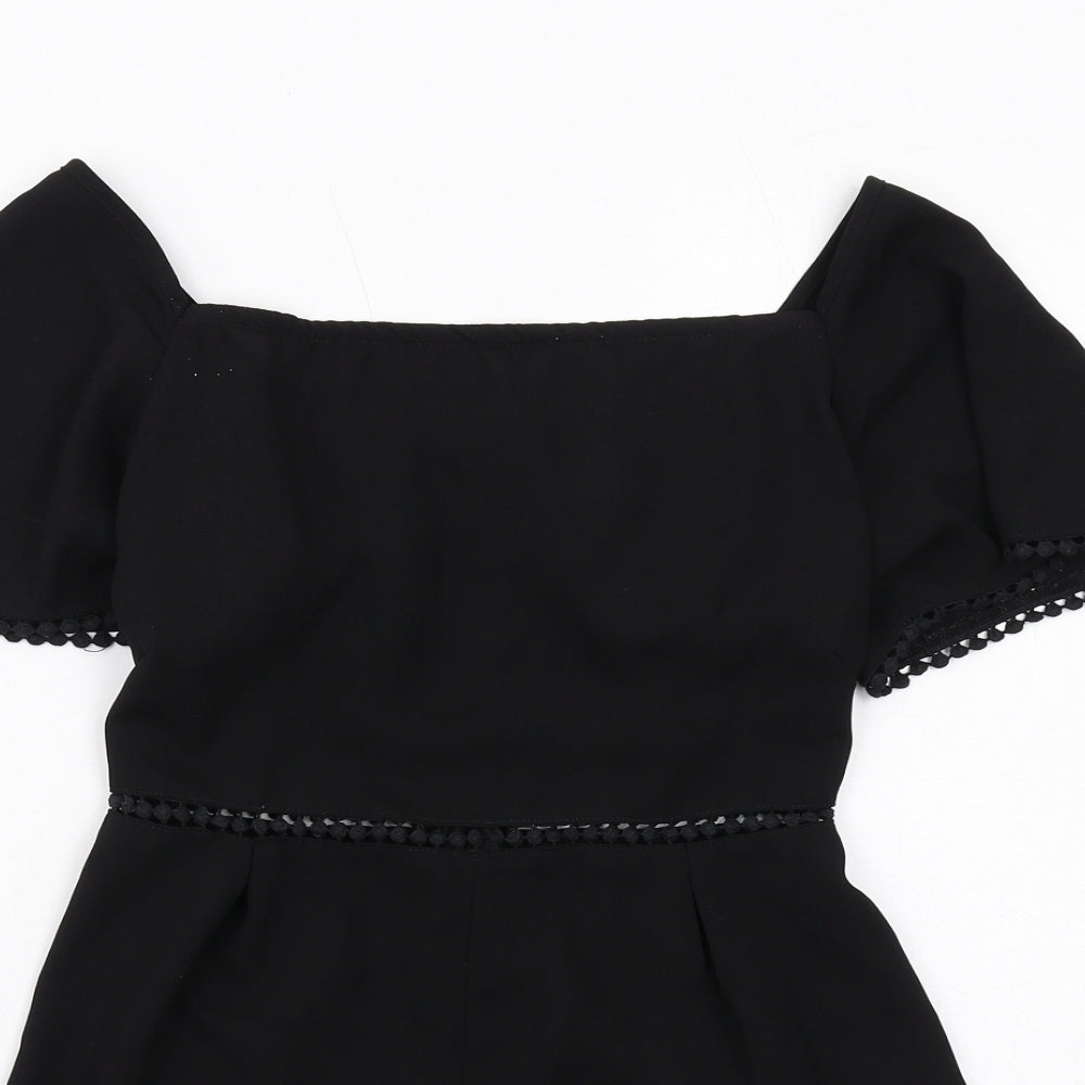 In the Style Womens Black Polyester Playsuit One-Piece Size 6 Zip