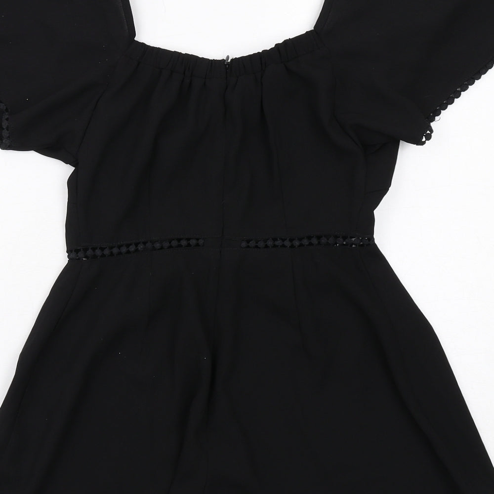 In the Style Womens Black Polyester Playsuit One-Piece Size 6 Zip