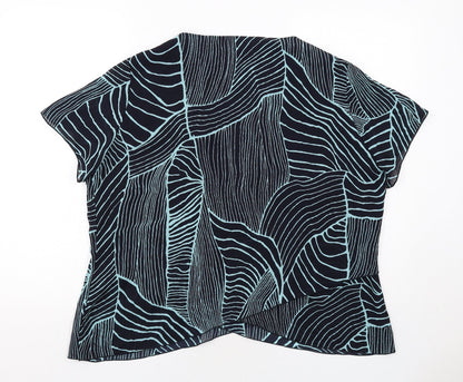 Chianti Womens Blue Geometric Polyester Basic Blouse Size 20 V-Neck