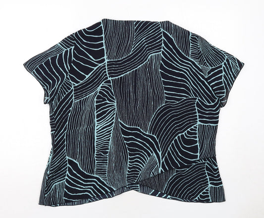 Chianti Womens Blue Geometric Polyester Basic Blouse Size 20 V-Neck