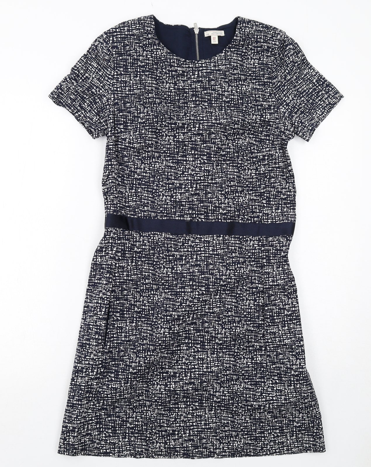 Gap Womens Blue Geometric Cotton A-Line Size 10 Round Neck Zip