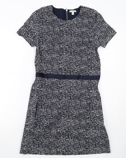 Gap Womens Blue Geometric Cotton A-Line Size 10 Round Neck Zip