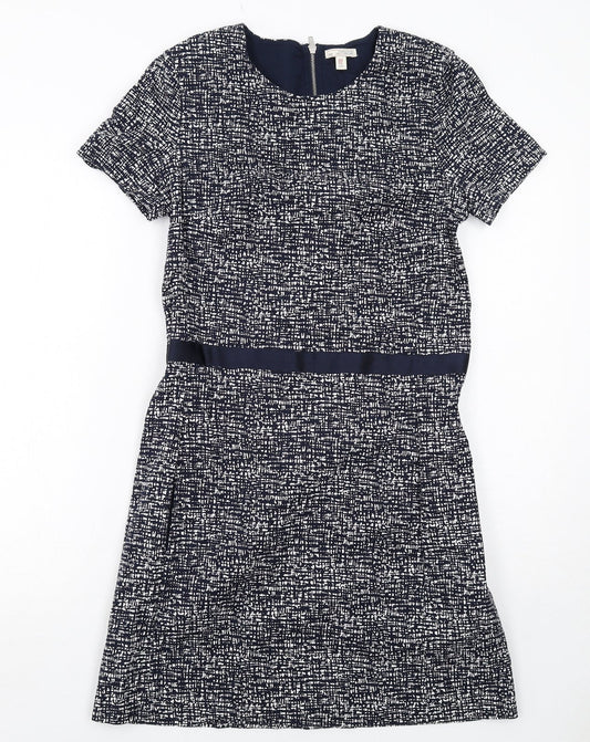 Gap Womens Blue Geometric Cotton A-Line Size 10 Round Neck Zip