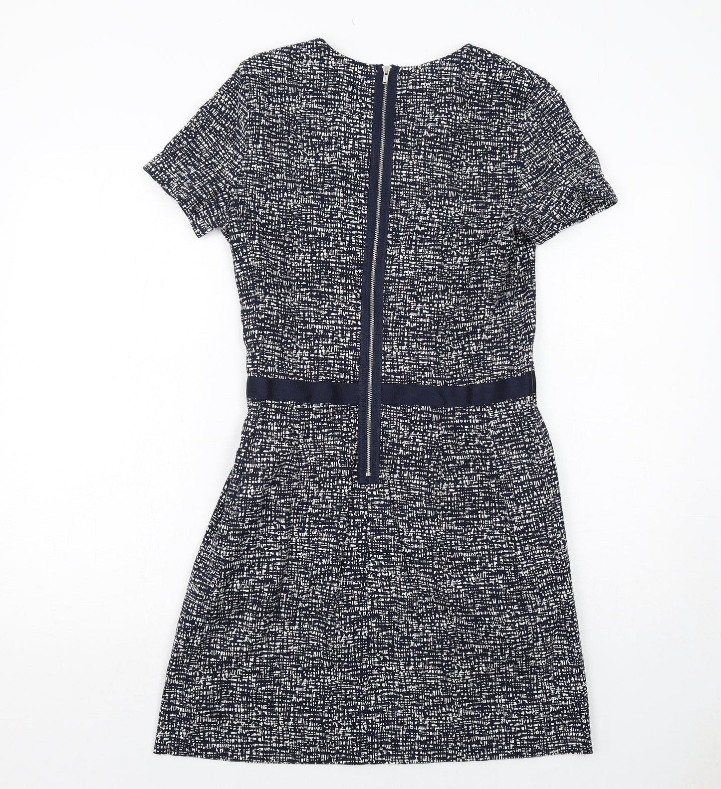 Gap Womens Blue Geometric Cotton A-Line Size 10 Round Neck Zip