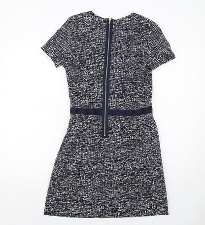 Gap Womens Blue Geometric Cotton A-Line Size 10 Round Neck Zip