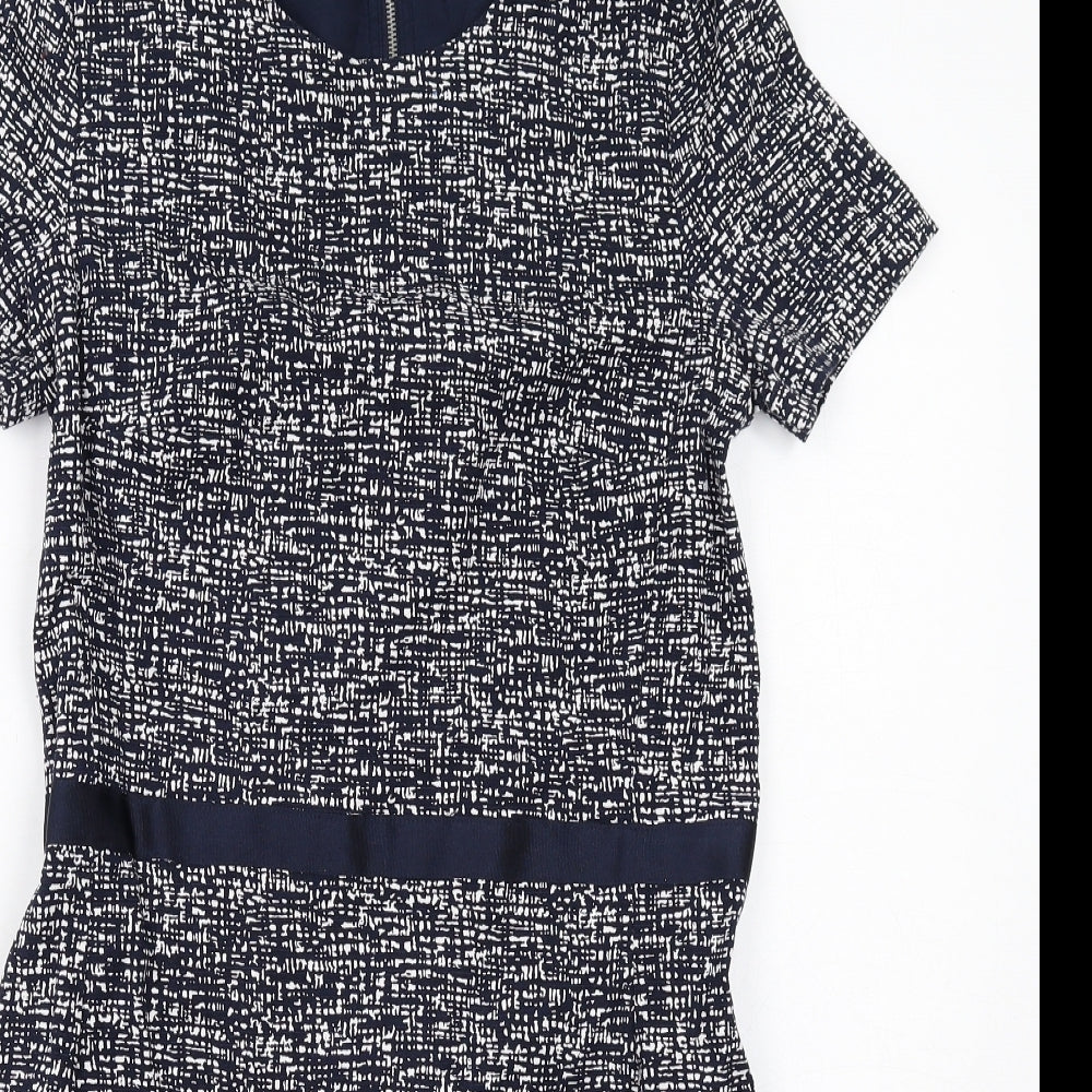 Gap Womens Blue Geometric Cotton A-Line Size 10 Round Neck Zip