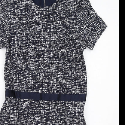 Gap Womens Blue Geometric Cotton A-Line Size 10 Round Neck Zip