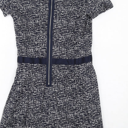 Gap Womens Blue Geometric Cotton A-Line Size 10 Round Neck Zip