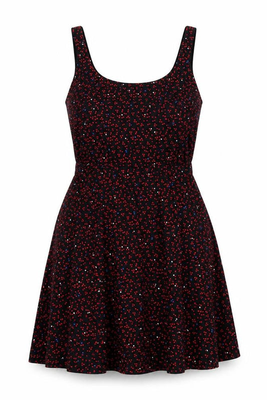 Gap Womens Black Geometric Cotton A-Line Size 6 Round Neck Zip