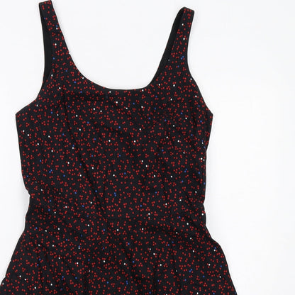 Gap Womens Black Geometric Cotton A-Line Size 6 Round Neck Zip