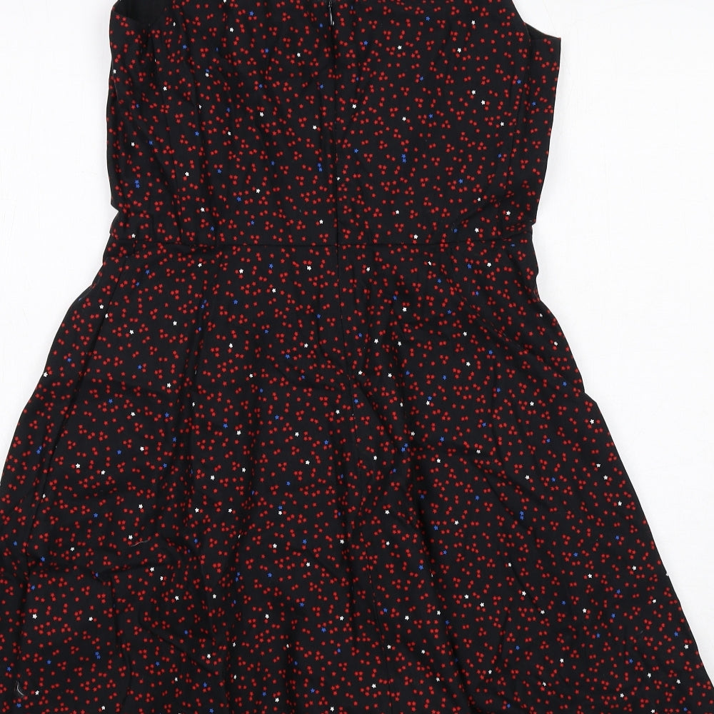 Gap Womens Black Geometric Cotton A-Line Size 6 Round Neck Zip