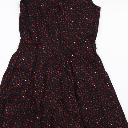 Gap Womens Black Geometric Cotton A-Line Size 6 Round Neck Zip