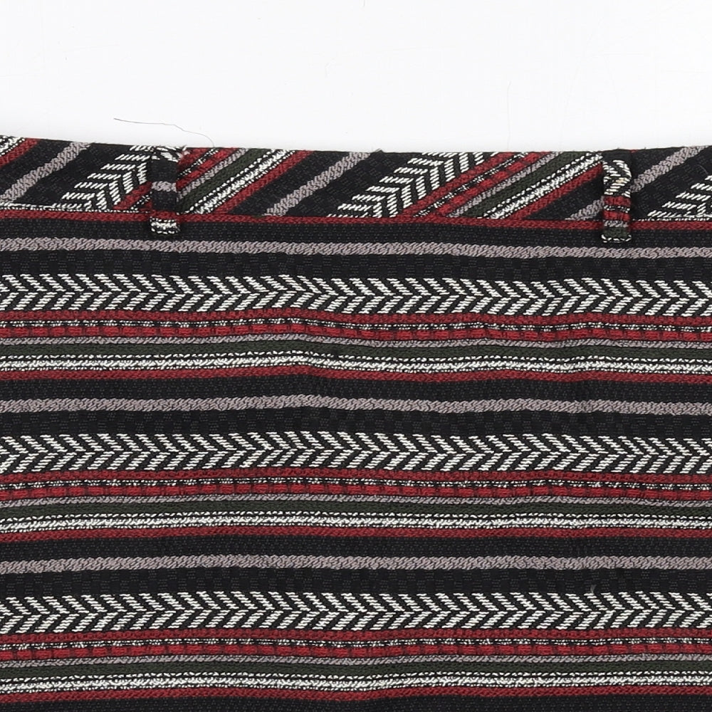 Marks and Spencer Womens Black Geometric Polyester A-Line Skirt Size 10 Zip