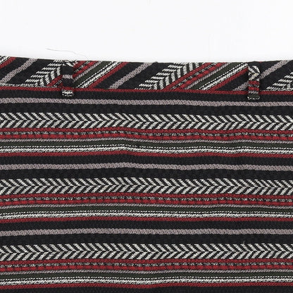 Marks and Spencer Womens Black Geometric Polyester A-Line Skirt Size 10 Zip