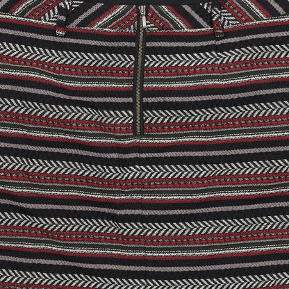 Marks and Spencer Womens Black Geometric Polyester A-Line Skirt Size 10 Zip