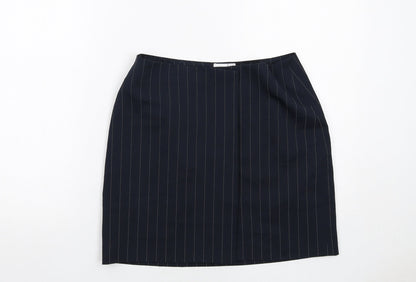 COLLUSION Womens Blue Striped Polyester A-Line Skirt Size 12 Button
