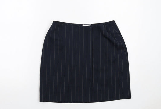 COLLUSION Womens Blue Striped Polyester A-Line Skirt Size 12 Button