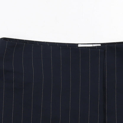 COLLUSION Womens Blue Striped Polyester A-Line Skirt Size 12 Button