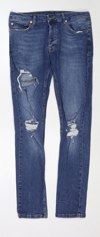 Womens UK Size 32 in Topman Regular Fit Skinny Blue Jeans