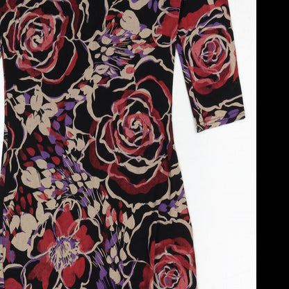 Miso Womens Multicoloured Floral Viscose Mini Size 10 Scoop Neck Pullover